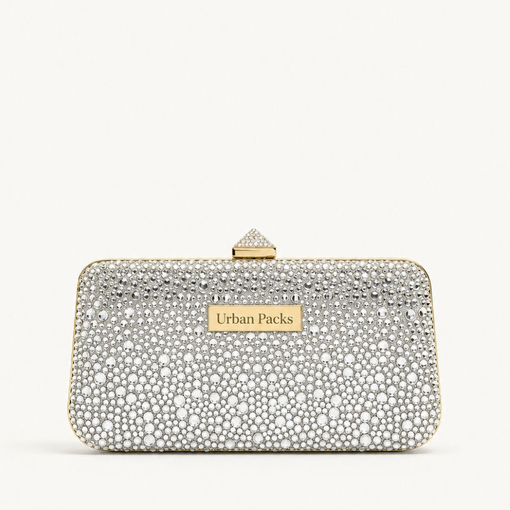 Silver Rhinestone Evening Clutch