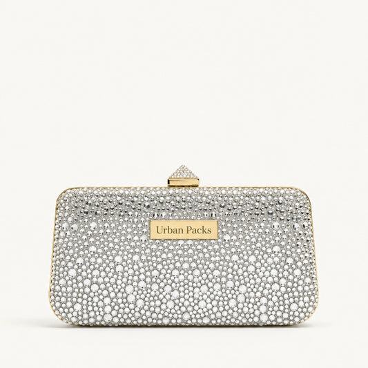 Silver Rhinestone Evening Clutch