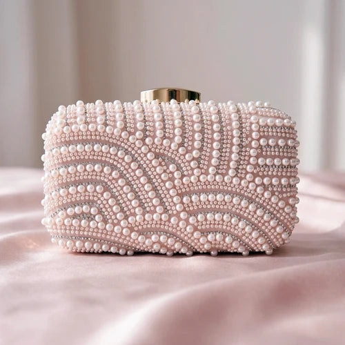Pearl Wave Box Clutch