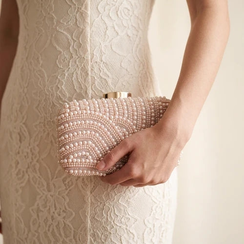 Pearl Wave Box Clutch
