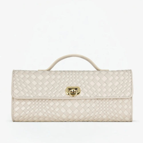 Woven Leather Frame Clutch