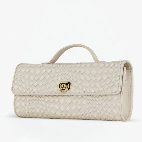 Woven Leather Frame Clutch
