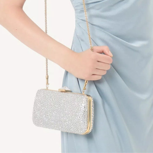 Silver Rhinestone Evening Clutch