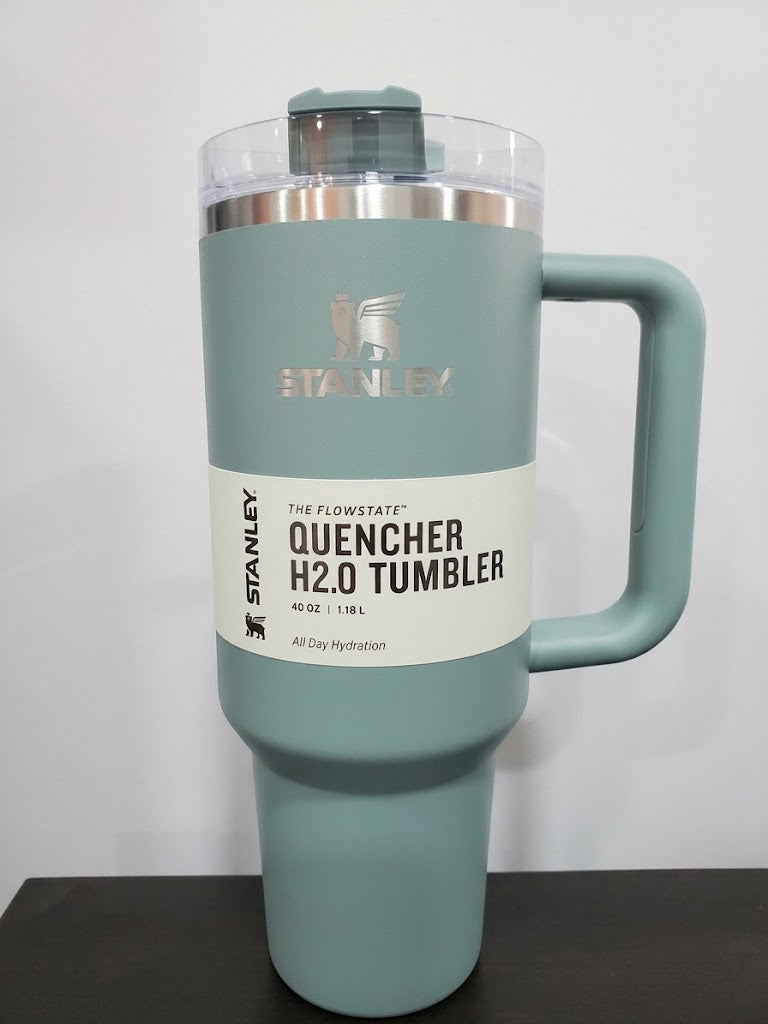 Stanley FlowState Quencher H2.0 40oz Tumbler in Shale with handle and straw