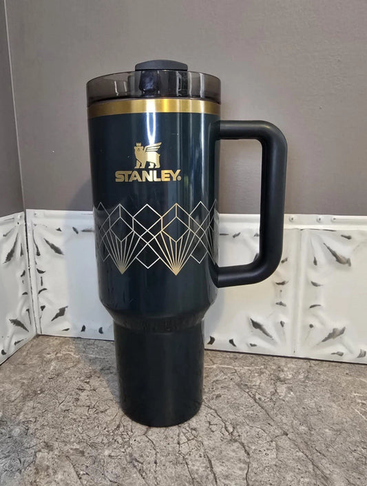 Limited Edition Green and Gold Stanley 40oz Quencher Tumbler with Handle and Straw

